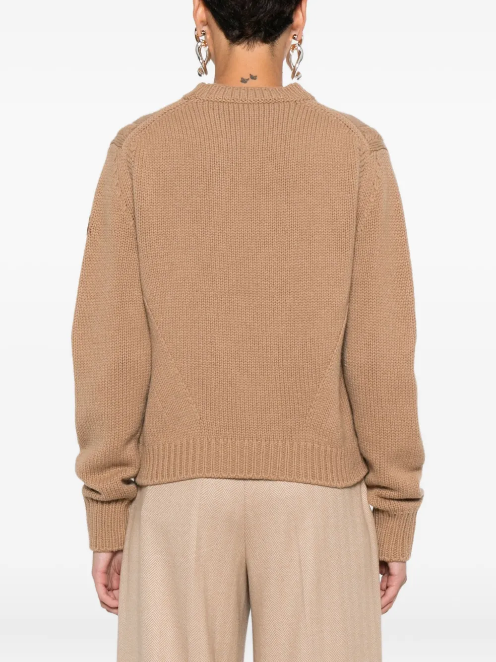Moncler Ribbed-knit Jumper In Brown