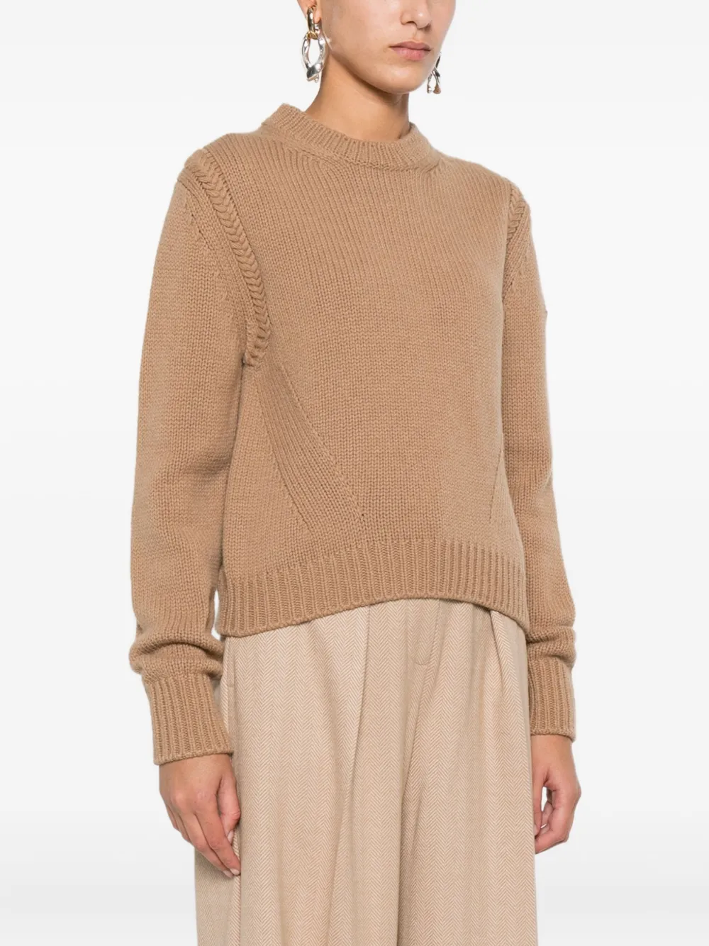 Moncler Ribbed-knit Jumper In Brown