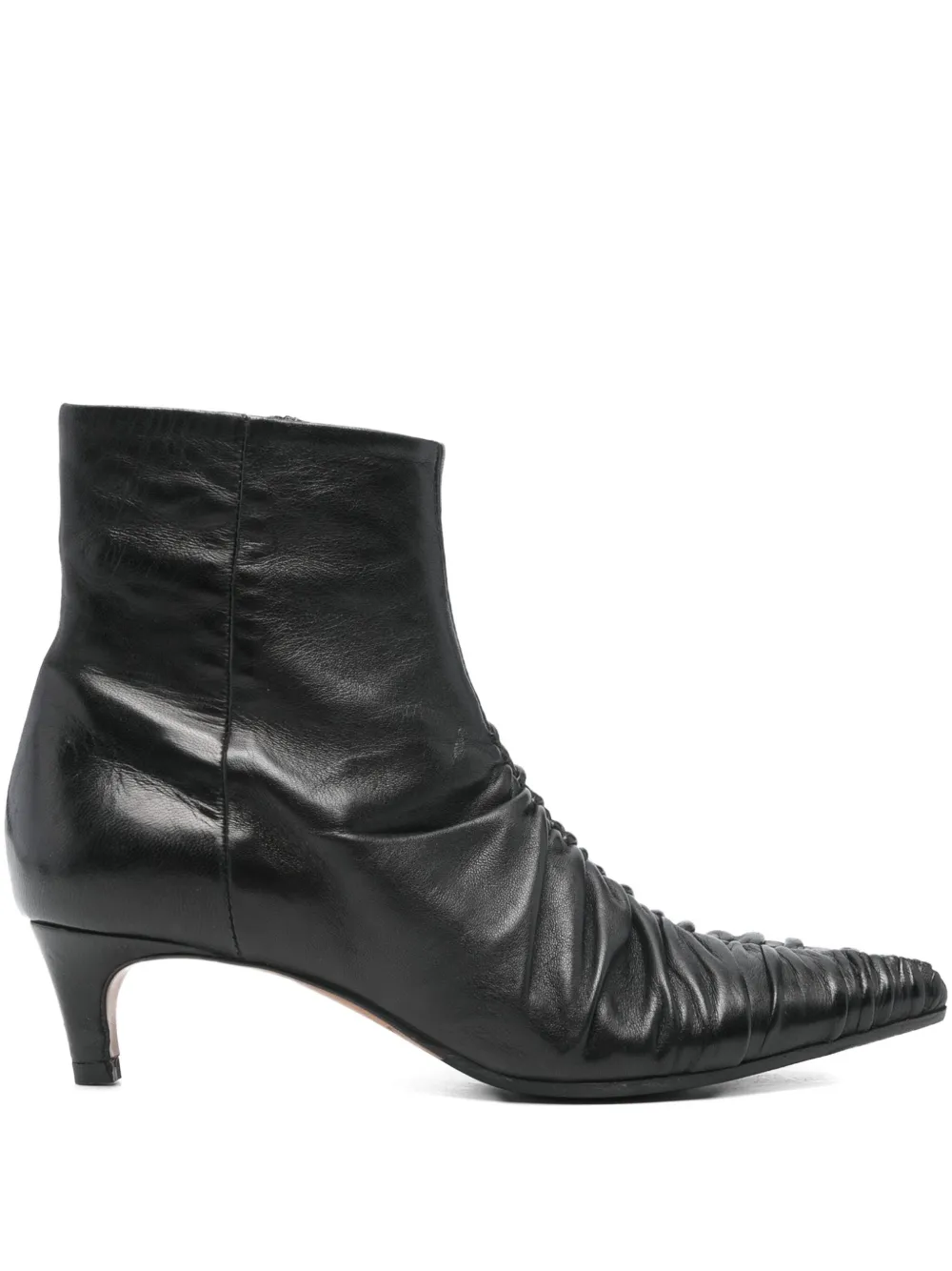 Lorena Paggi 50mm Pleated Pointed-toe Ankle Boots In Black