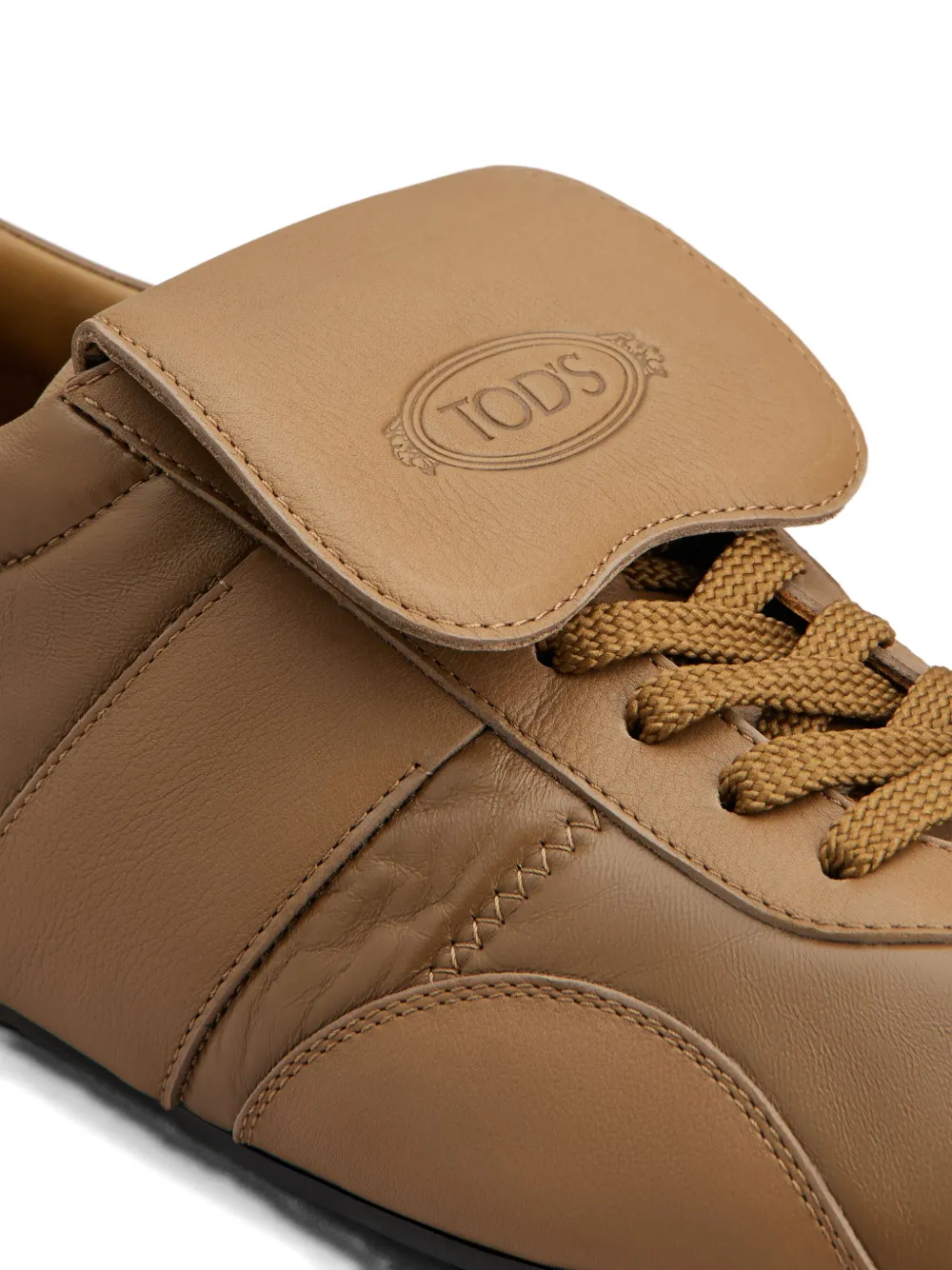 Tod's Leather Strap Trainers In Brown