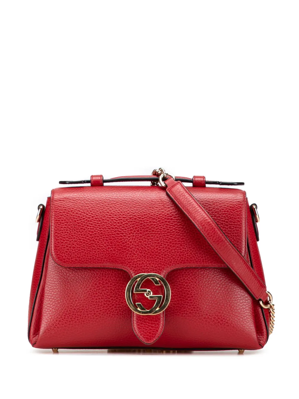 Pre-owned Gucci 2000-2015 Small Dollar Calf Interlocking G Satchel In Red