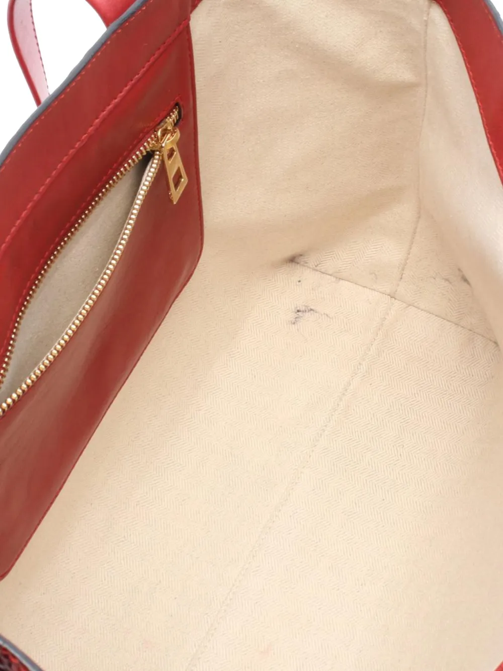 Pre-owned Loewe 2010-2025 Embossed Leather Anagram T Shopper Tote Bag In Red