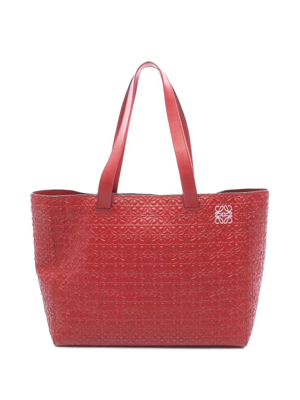 Loewe Pre-Owned 2010-2025 Embossed Leather Anagram T Shopper tote bag | Red | Image 1
