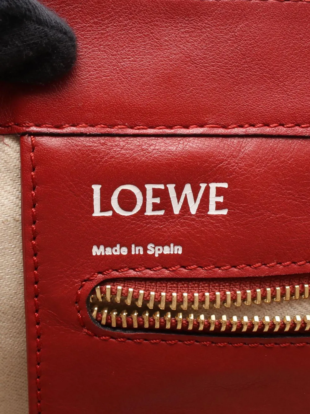 Pre-owned Loewe 2010-2025 Embossed Leather Anagram T Shopper Tote Bag In Red