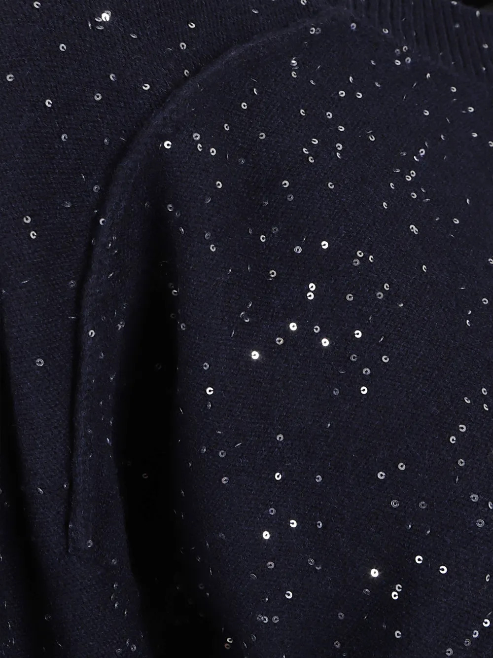 Antonelli Sequin-embellished Wool Top In Blue