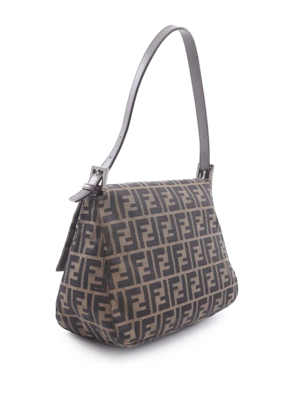 Pre-owned Fendi 2000-2010 Zucca Canvas Mamma Forever Shoulder Bag In Brown