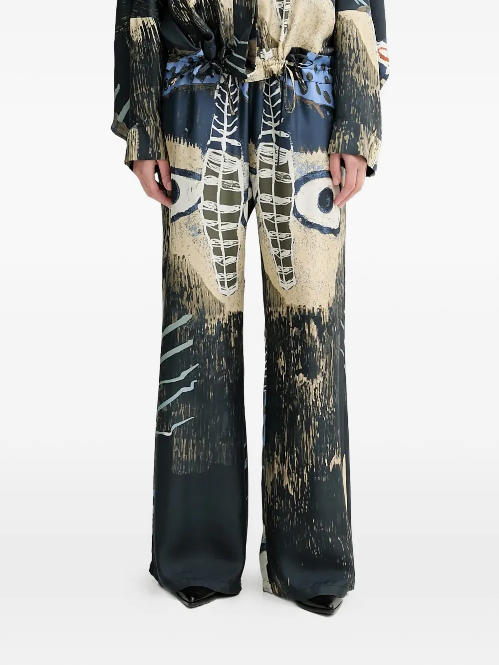 MUNTHE Arum print wide-leg trousers - Nero