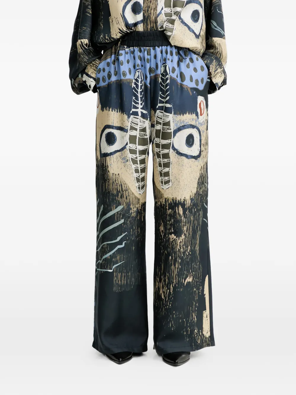 MUNTHE Arum print wide-leg trousers - Zwart