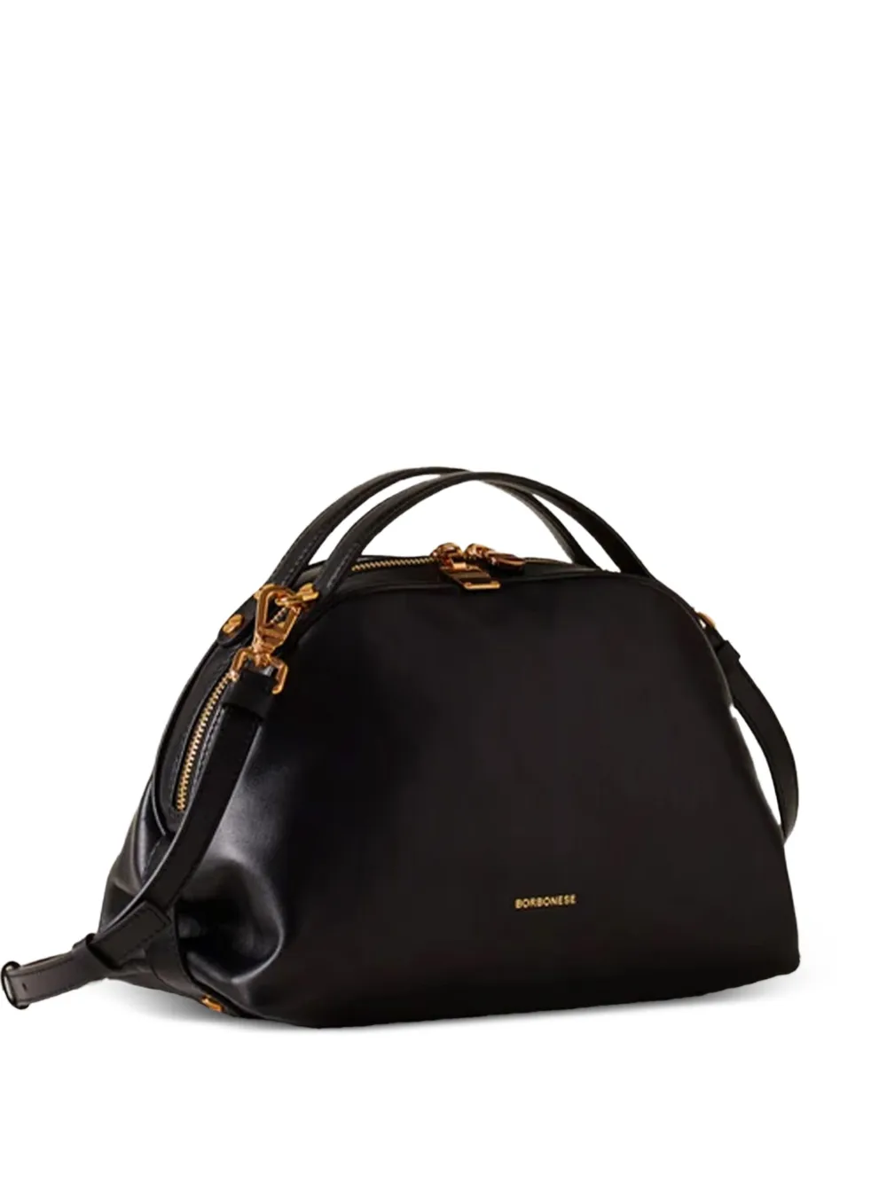 Borbonese Kleine Bowler gewelfde shopper met rits Zwart