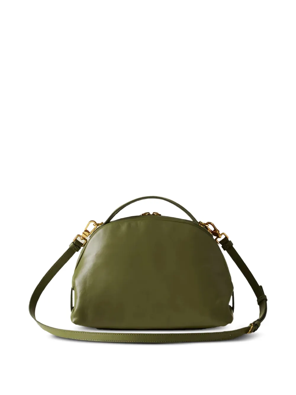 Borbonese Kleine Bowler gewelfde shopper met rits - Groen