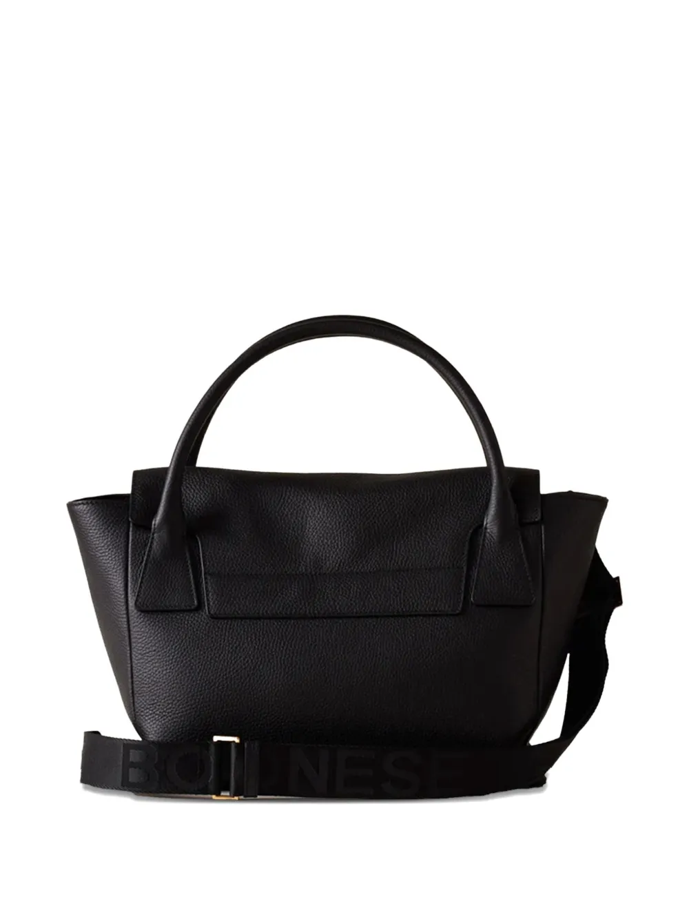 Borbonese Torinese leren shopper met gespsluiting - Zwart