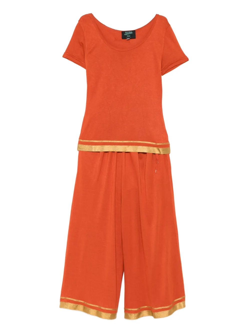 Jean Paul Gaultier Pre-Owned set de pantalones y playera con ribete de rayas 2000 | naranja | Image 1