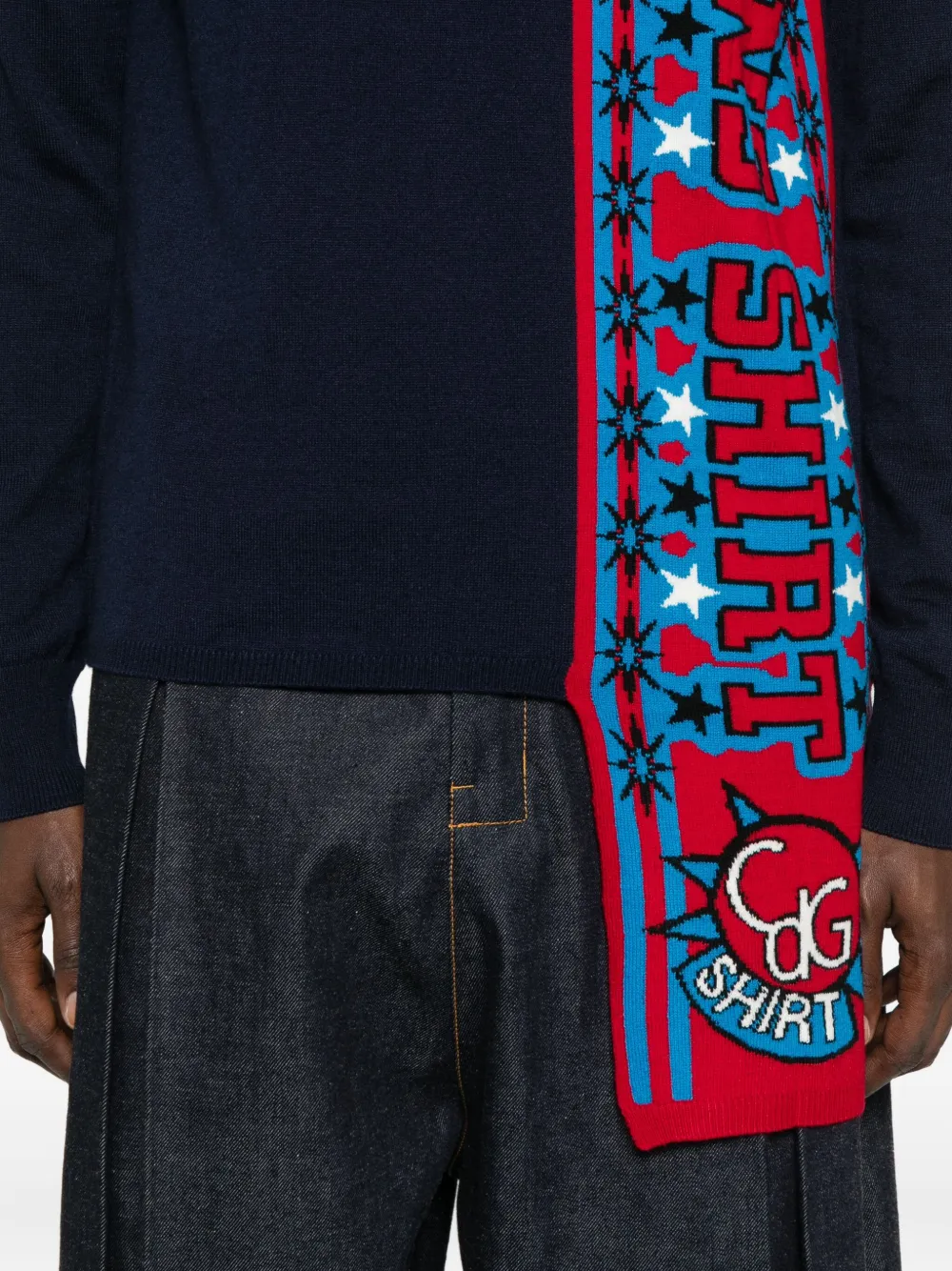 Comme Des Garçons Shirt Intarsia Pullover Sweater In Black