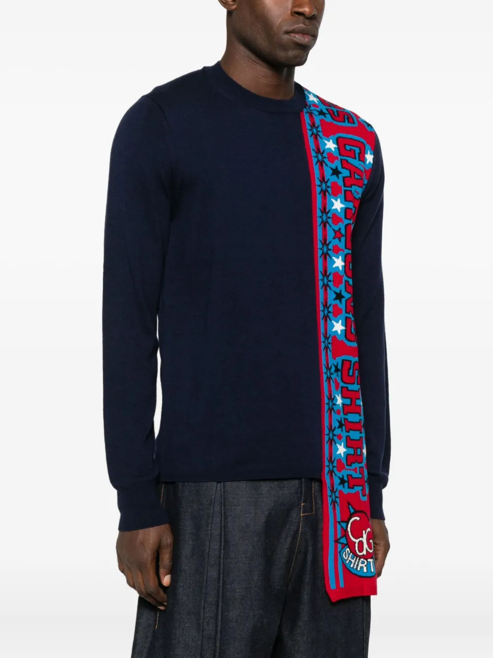 Comme Des Garçons Shirt Intarsia Pullover Sweater In Black