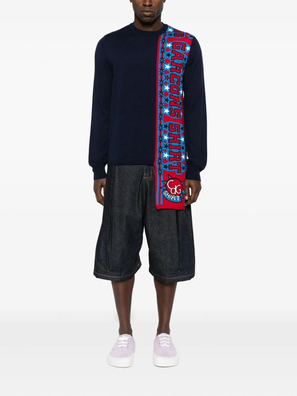 Comme Des Garçons Shirt panelled layered sweater - Blauw