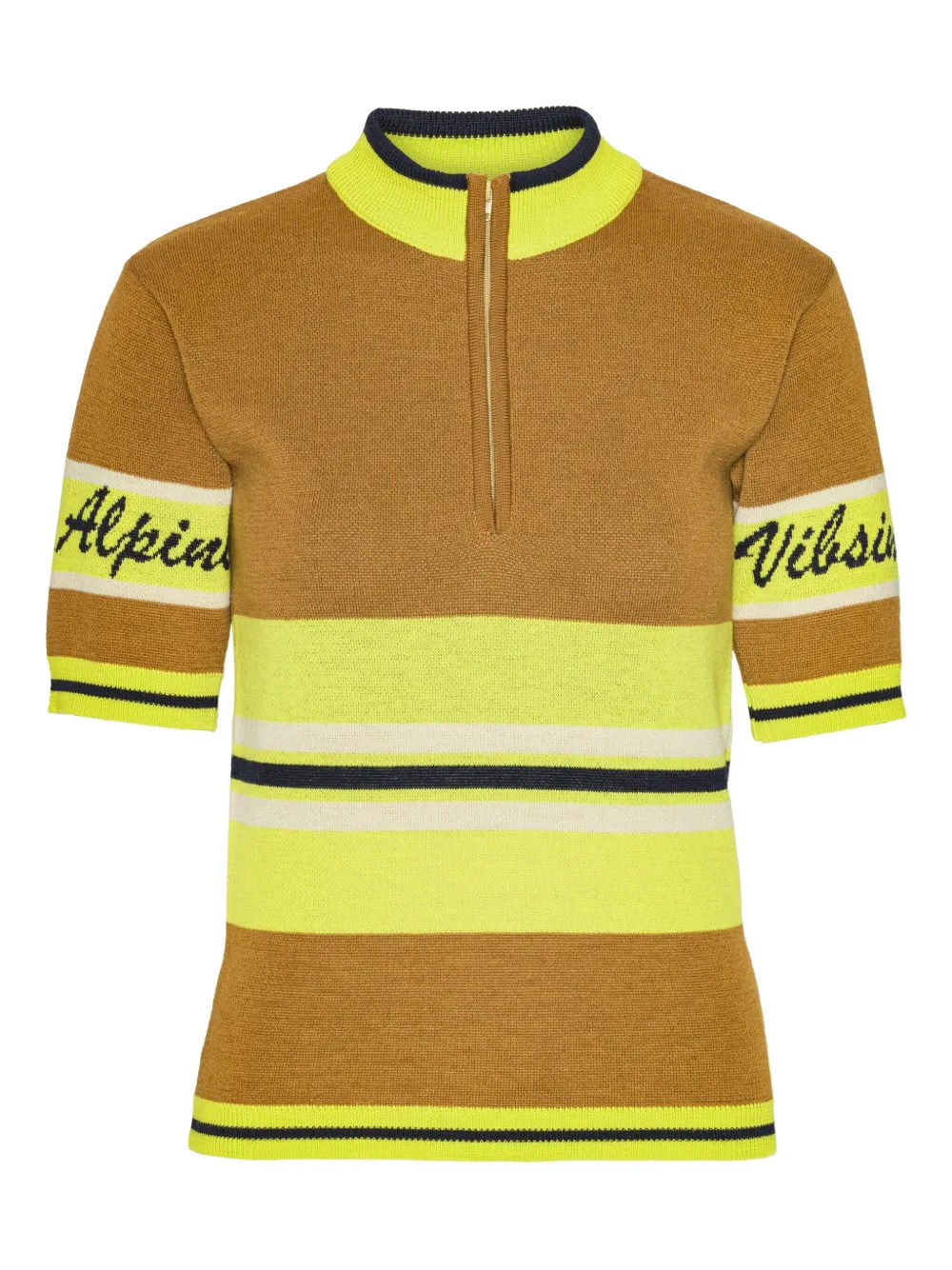 Henrik Vibskov Half-zip Striped Top In Brown