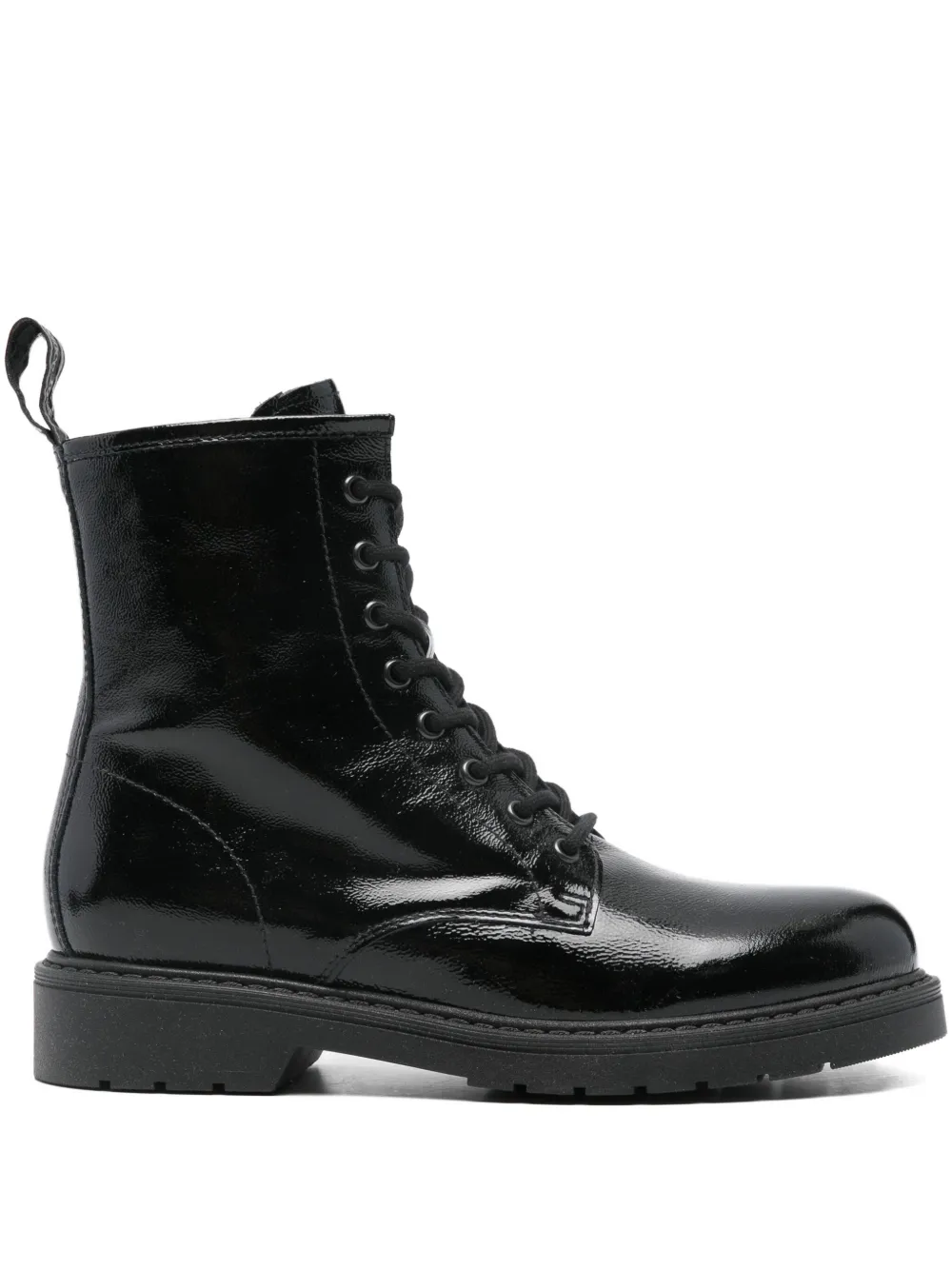 NERO GIARDINI lace-up patent-leather boots Black