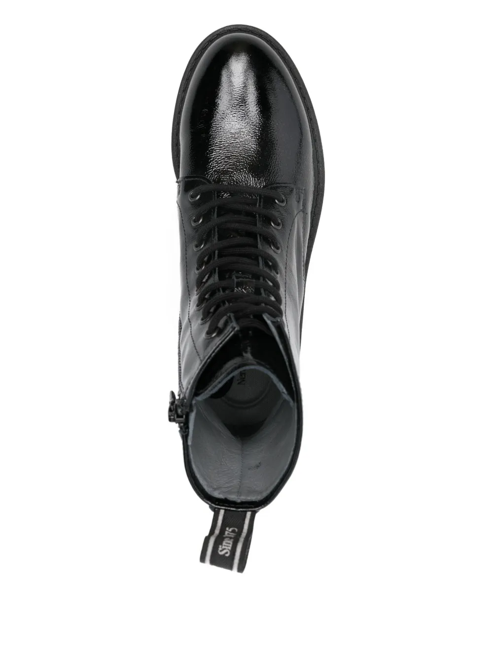 Nero Giardini Lace-up Patent-leather Boots In Black