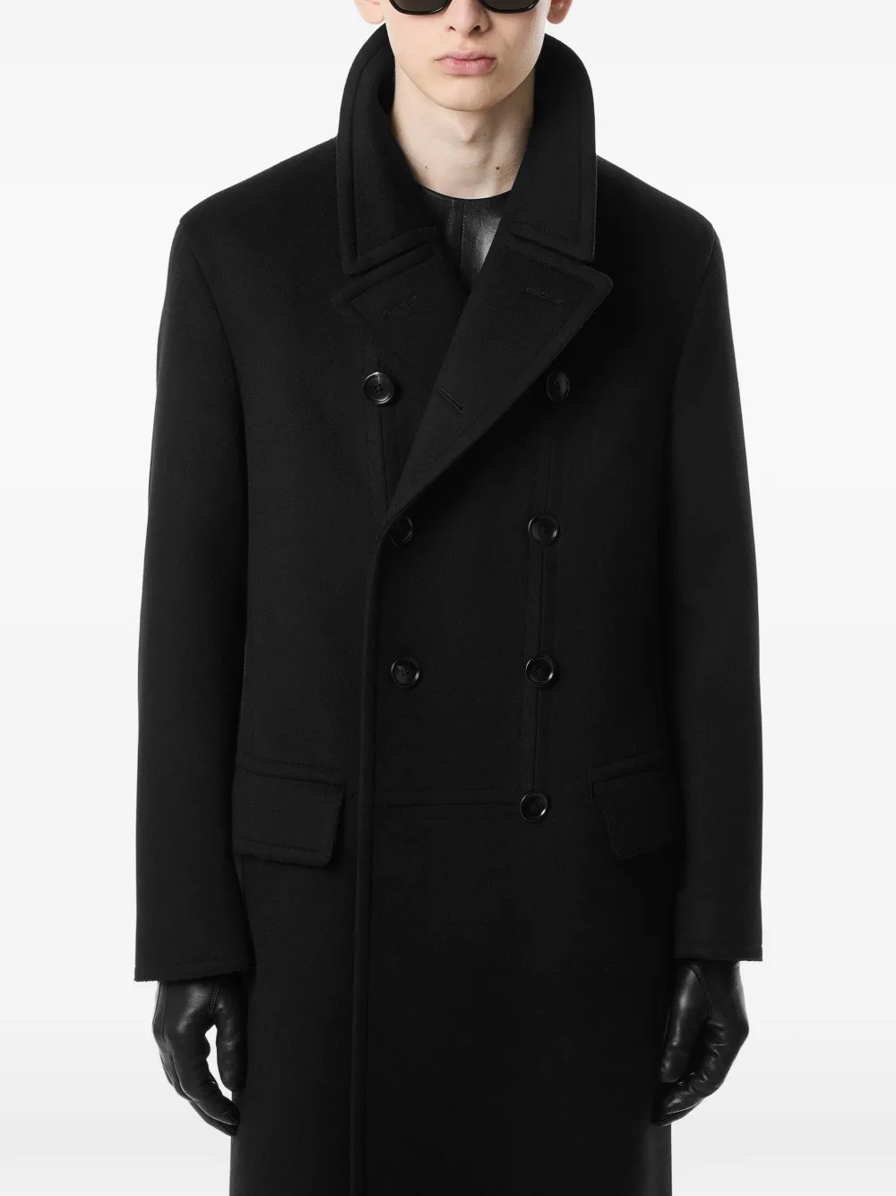 TOM FORD Wollen jas met dubbele rij knopen Zwart