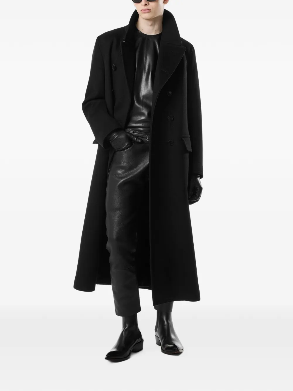 TOM FORD Wollen jas met dubbele rij knopen Zwart