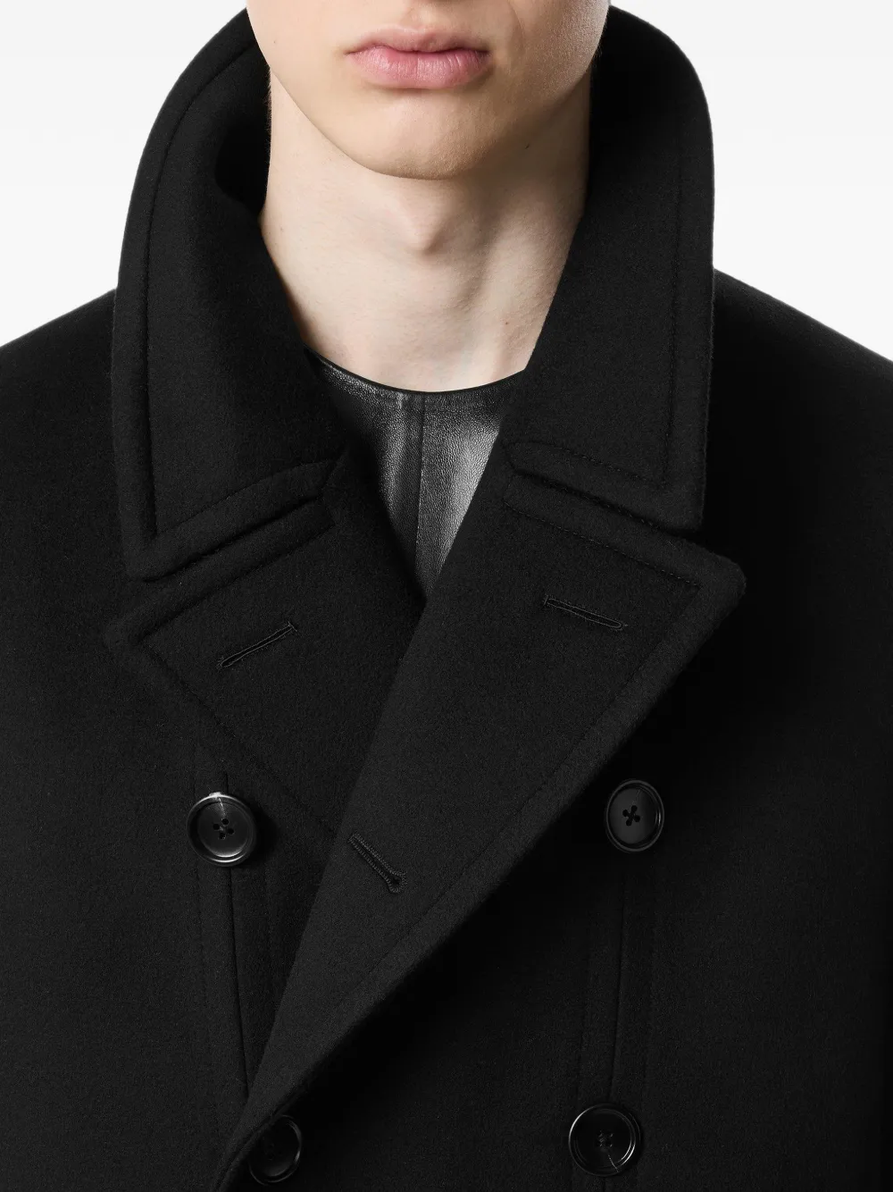 TOM FORD Wollen jas met dubbele rij knopen Zwart