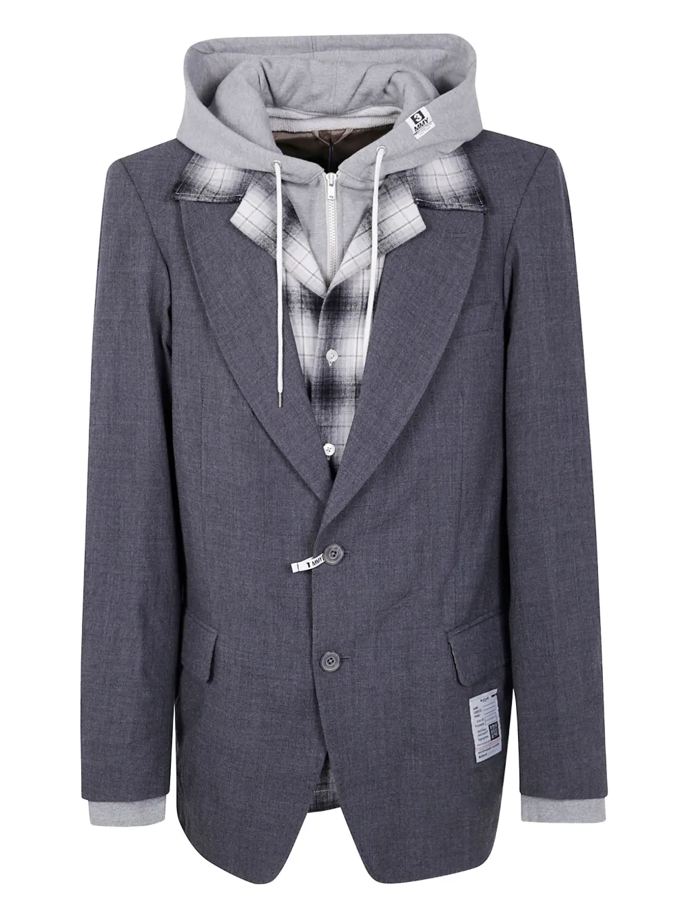 Maison MIHARA YASUHIRO hooded layered blazer - グレー Maison MIHARA YASUHIRO hooded layered blazer - グレー