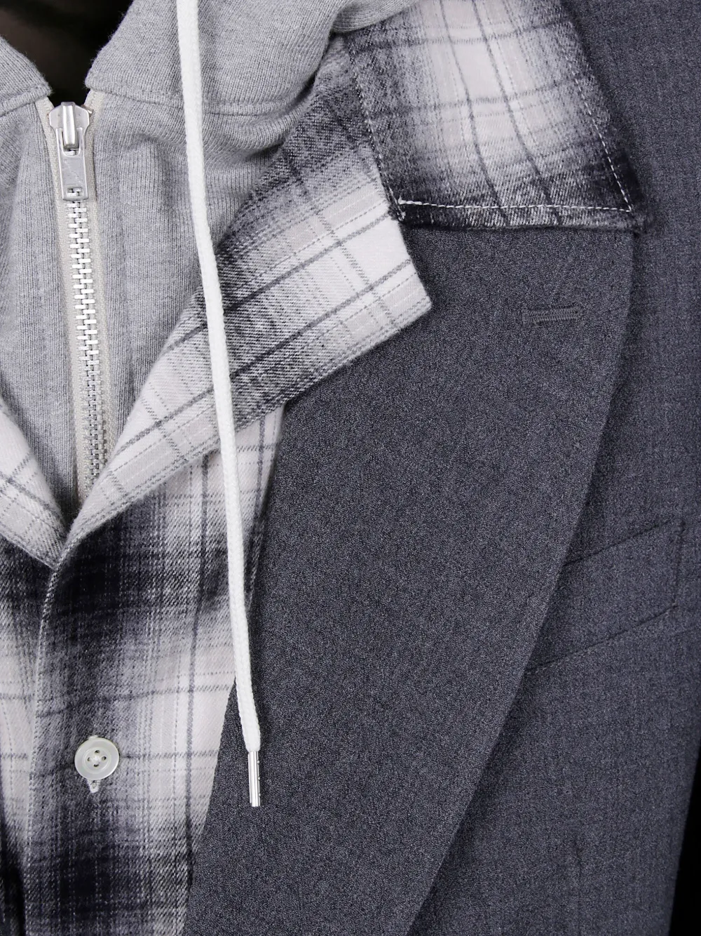 Maison MIHARA YASUHIRO Gelaagde blazer met capuchon Grijs