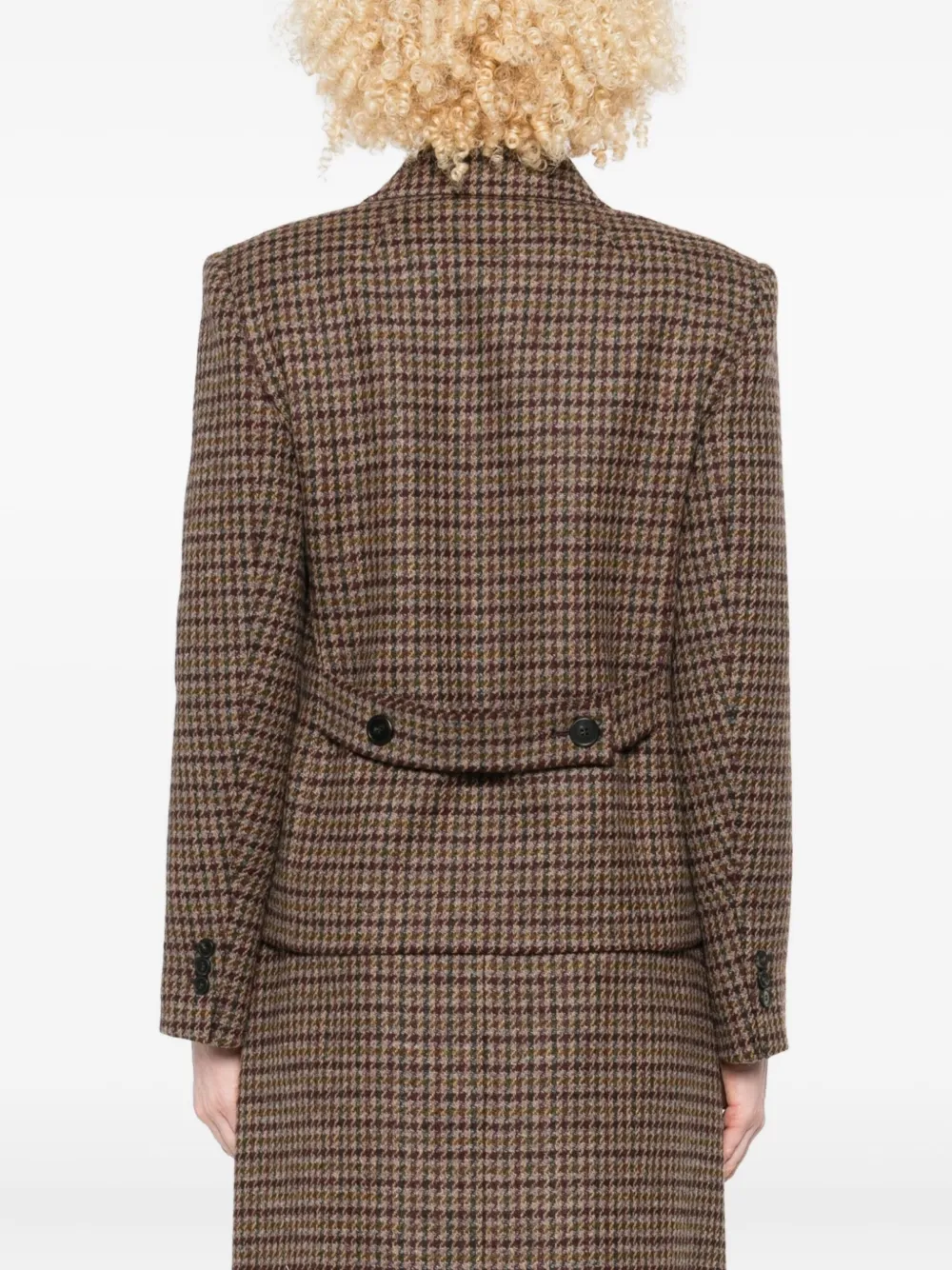 Weekend Max Mara Houndstooth Double-breasted Jacket In Brown