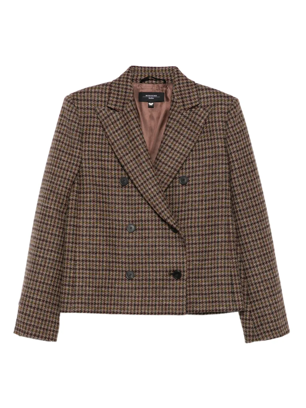 Weekend Max Mara Houndstooth Double-breasted Jacket In Brown