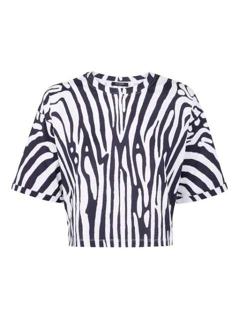 Balmain playera corta con estampado de cebra