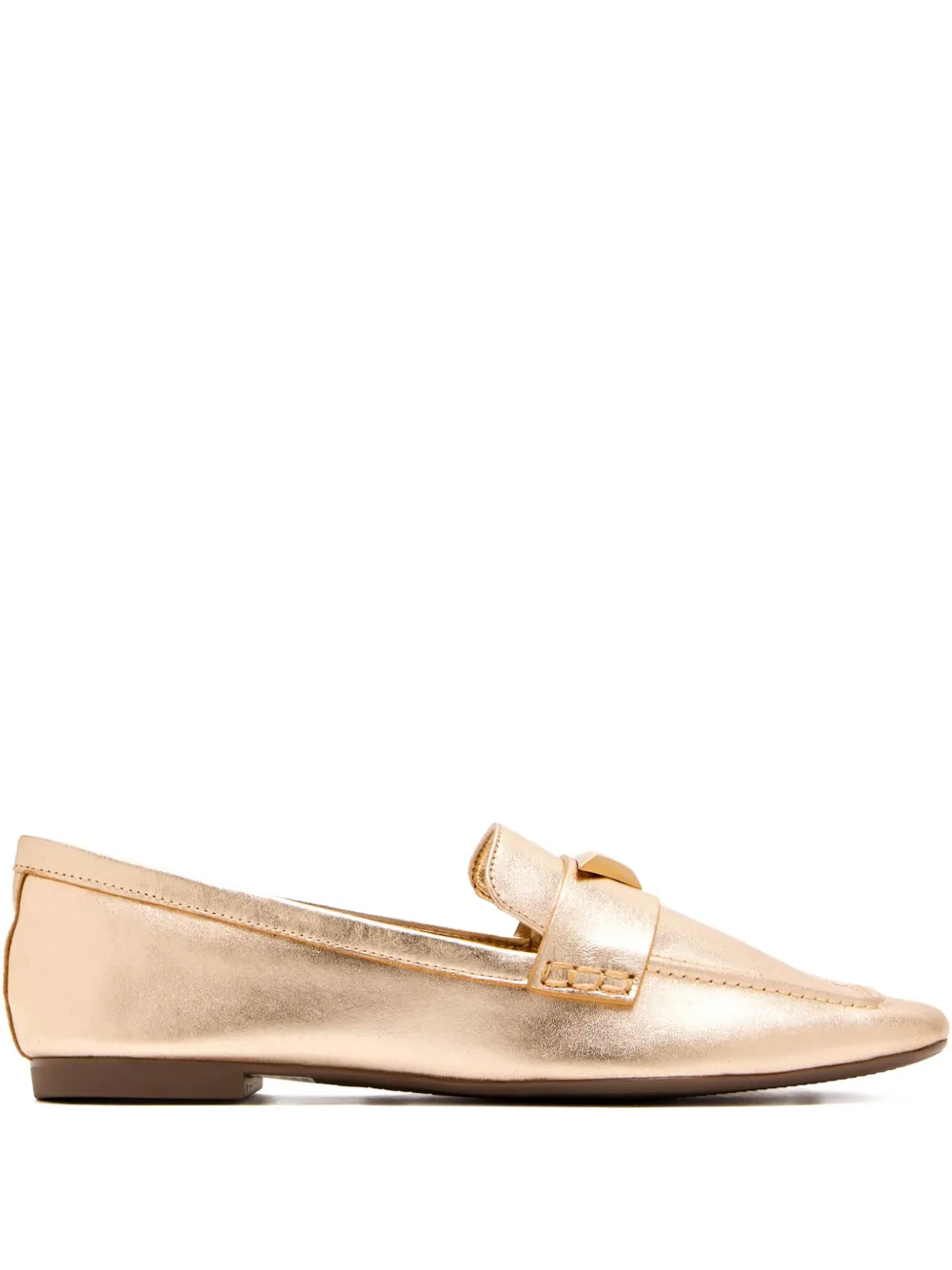 Schutz Metallic Triangular-plaque Loafers In Neutral
