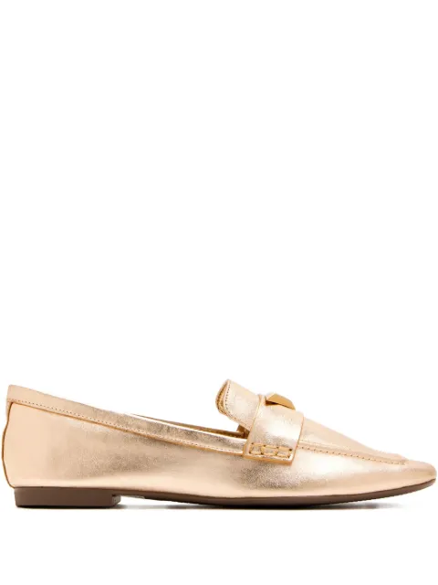 Schutz metallic triangular-plaque loafers