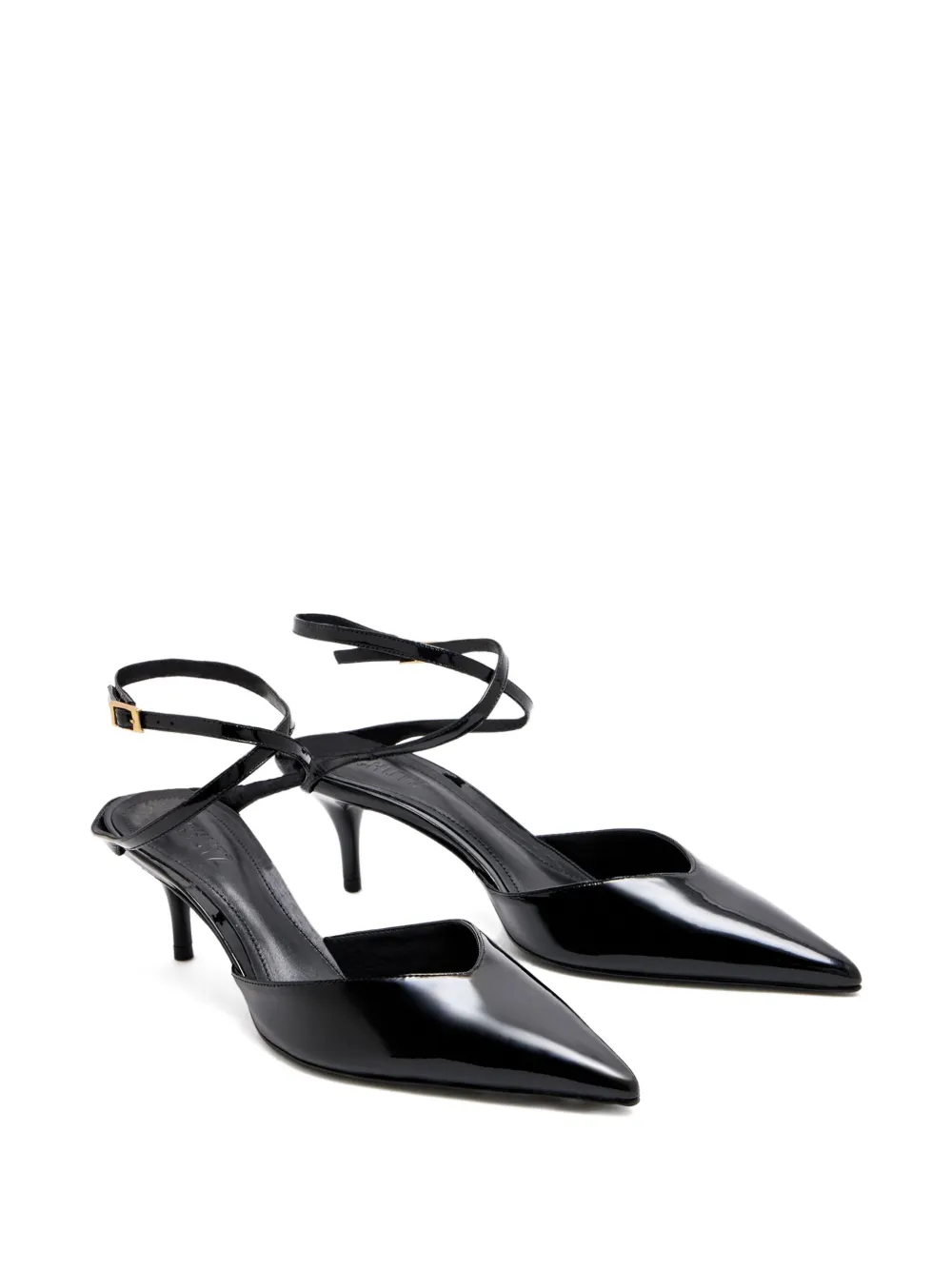Schutz 65mm Elise Ankle-wrap Pointed-toe Pumps In Black