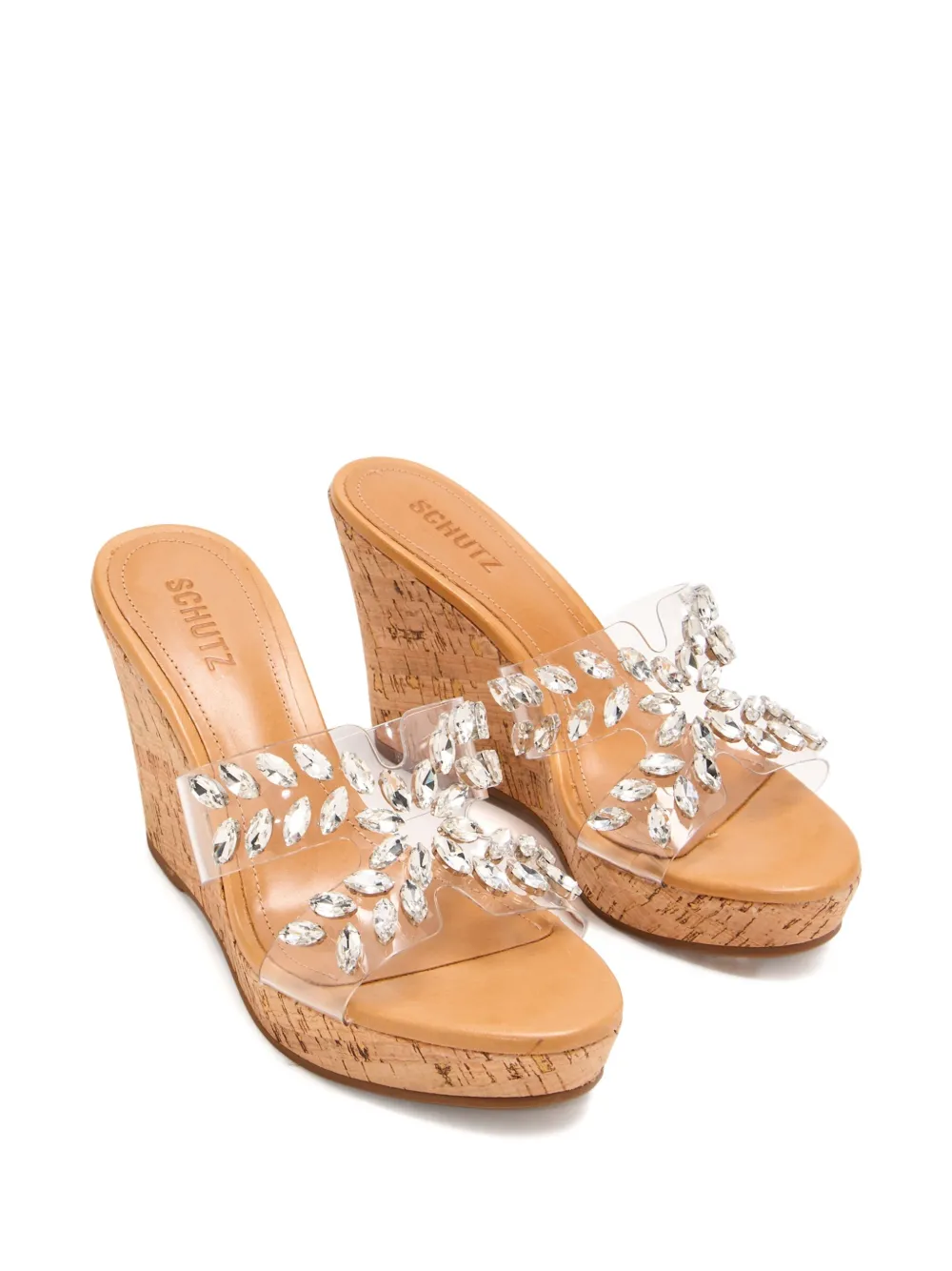 Schutz 105 mm sandalen verfraaid met kristallen en sleehak Wit