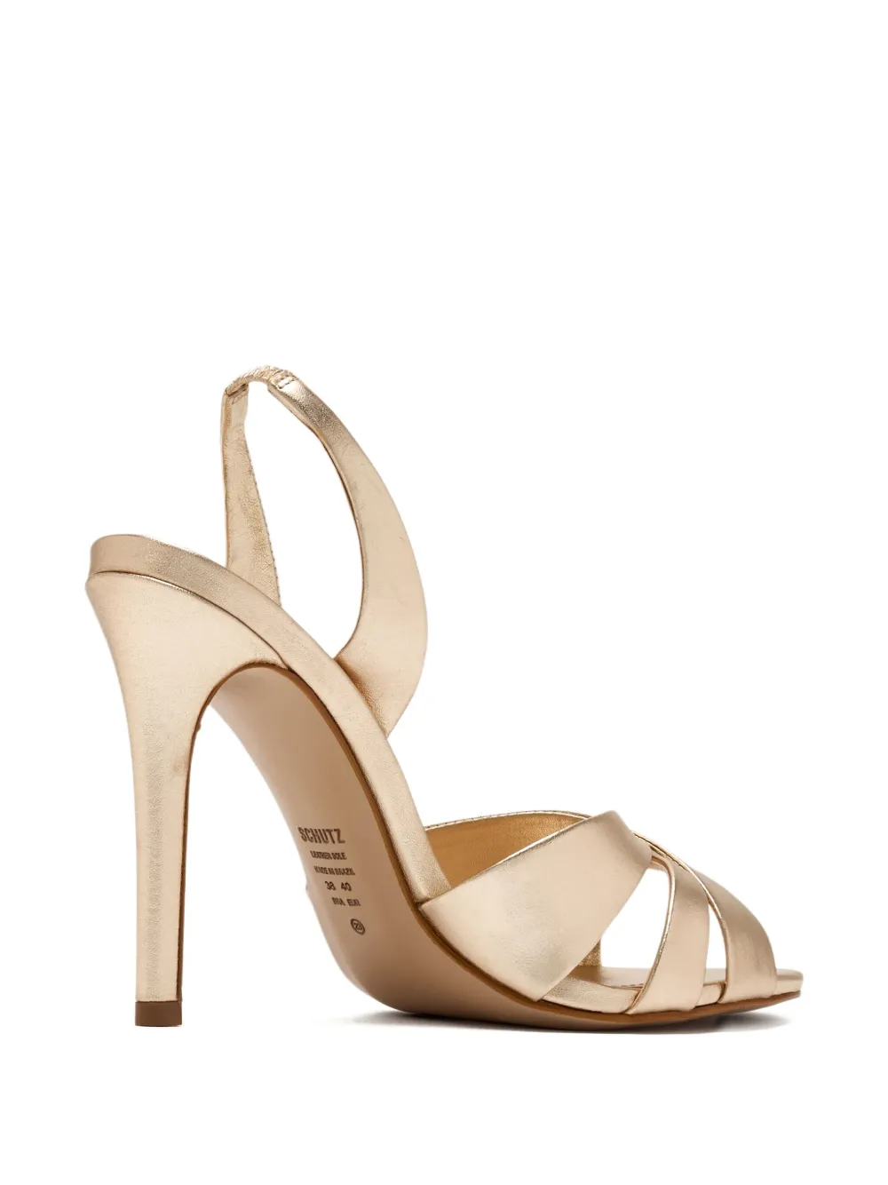 Schutz 105mm Keefa metallic leather slingback sandals Gold