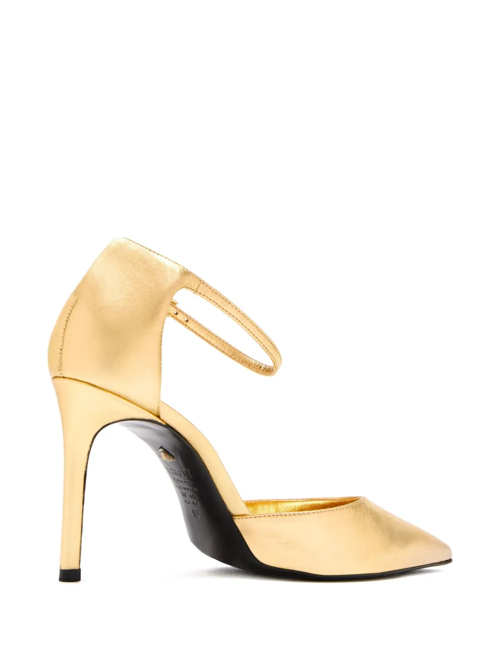 Schutz 90mm Metallic-leather Ankle-strap Pumps In Gold