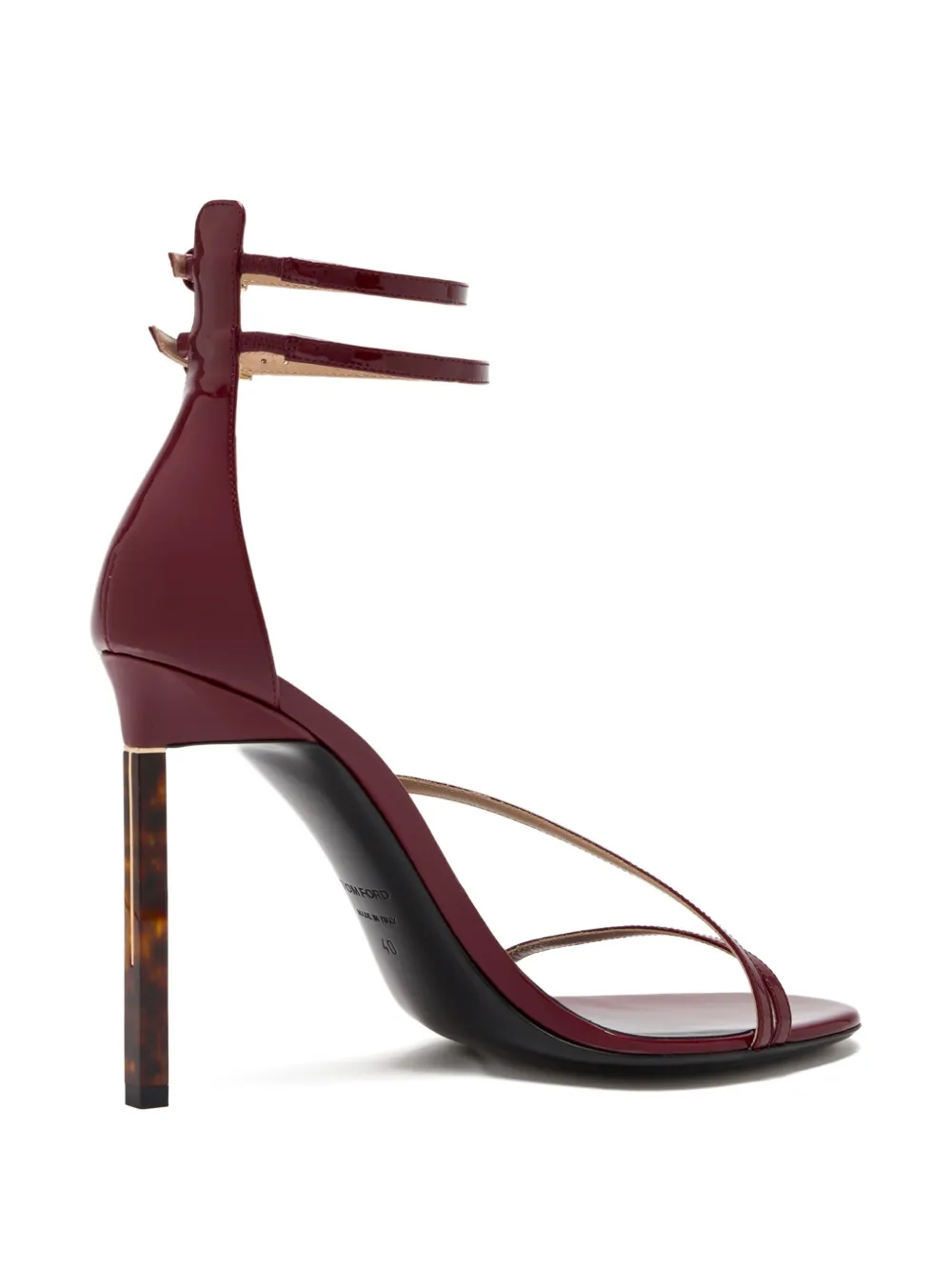TOM FORD 110mm double-buckle tortoiseshell-heel sandals Red