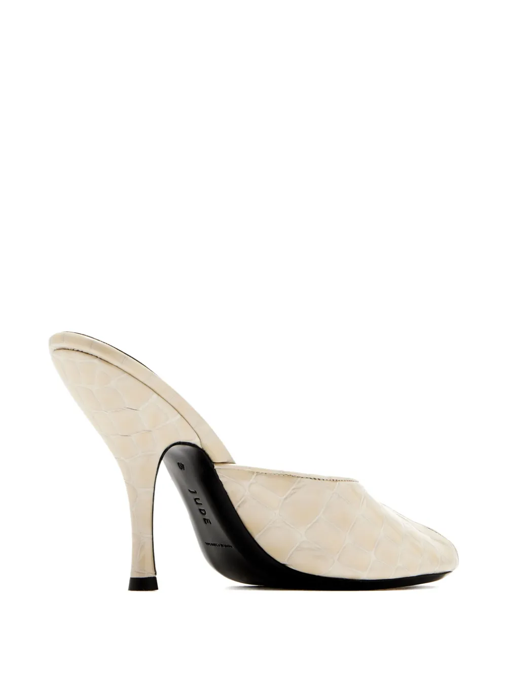 Jude 105mm Date Crocodile-effect Peep-toe Mules In Neutral