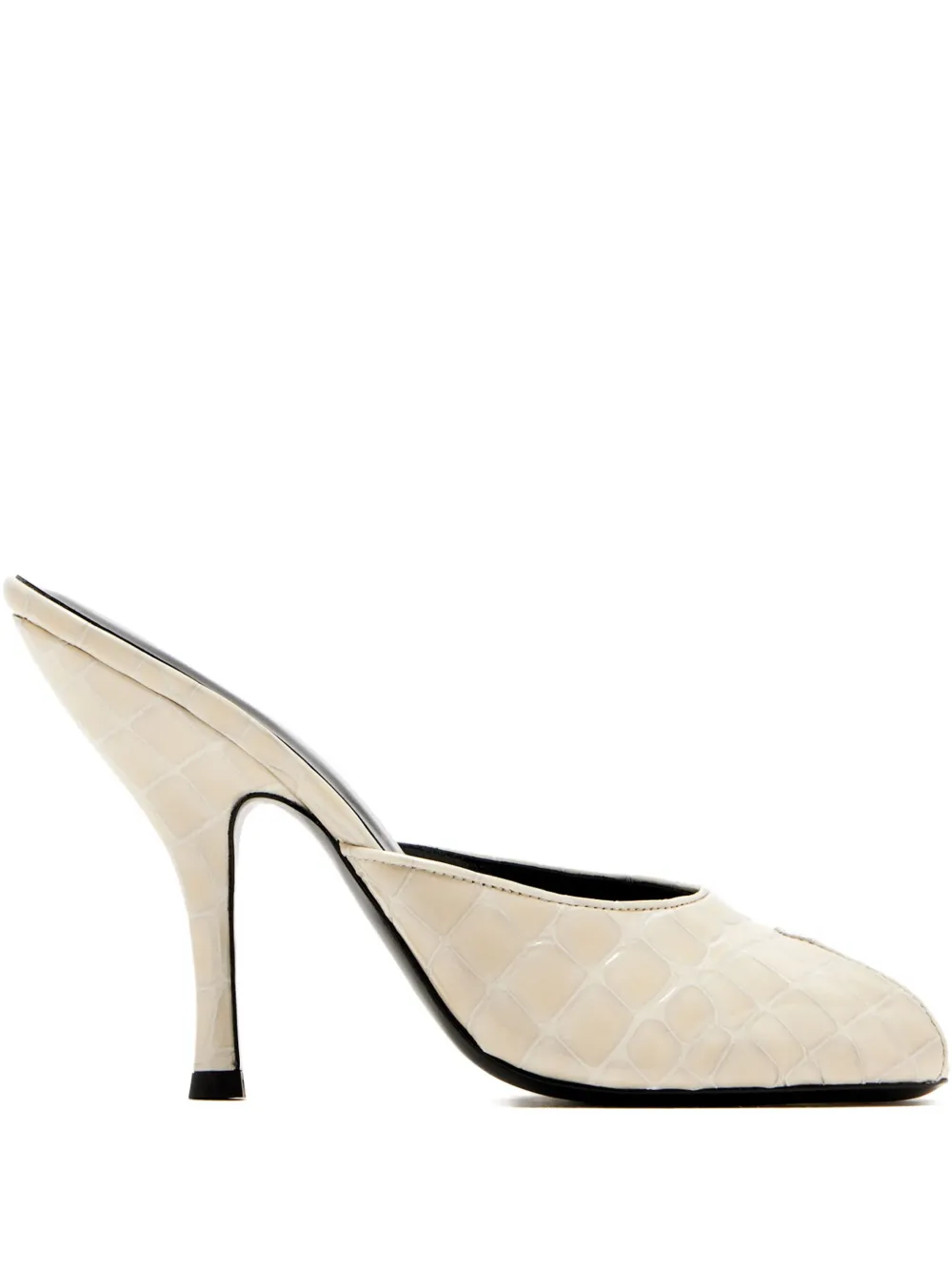Jude 105mm Date crocodile-effect peep-toe mules | Neutrals | Image 1