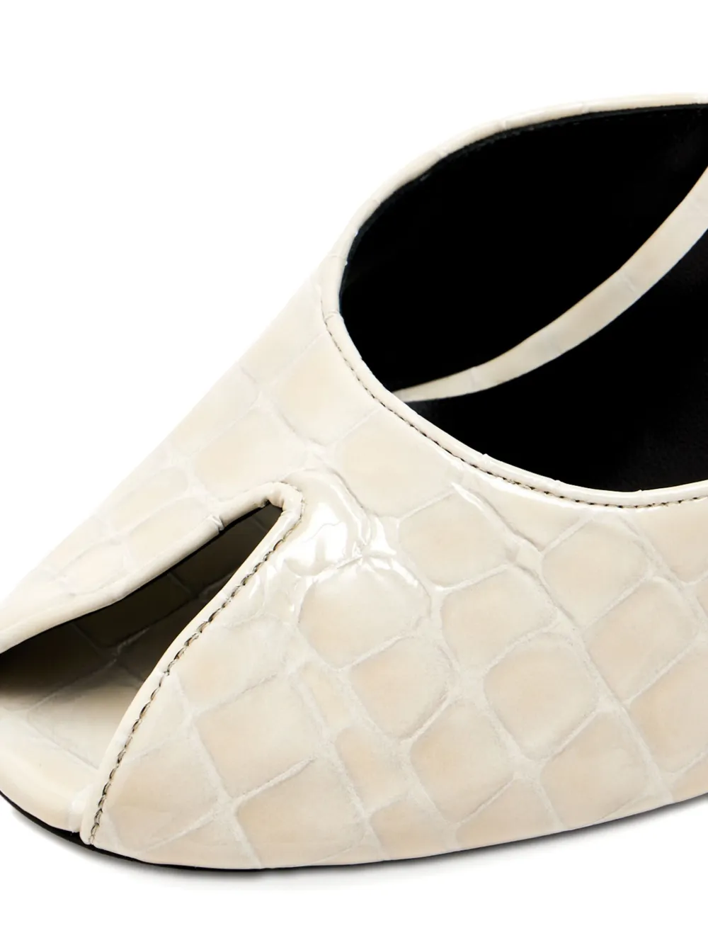 Jude 105mm Date Crocodile-effect Peep-toe Mules In Neutral