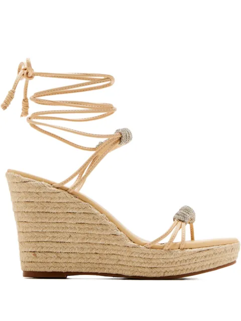 Schutz Becky crystal-embellished lace-up wedge sandals
