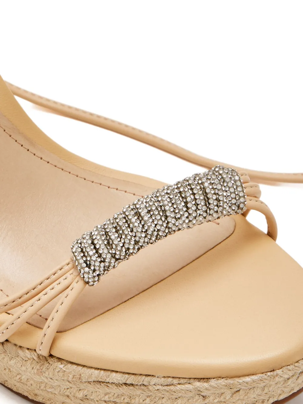 Schutz Becky Crystal-embellished Lace-up Wedge Sandals In Brown