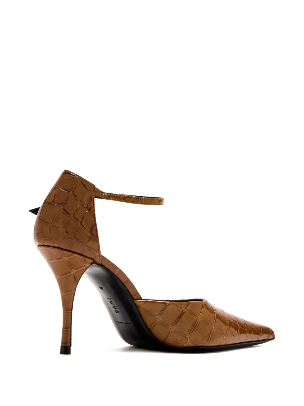 Jude 90mm Court ankle-strap crocodile-effect pumps Brown