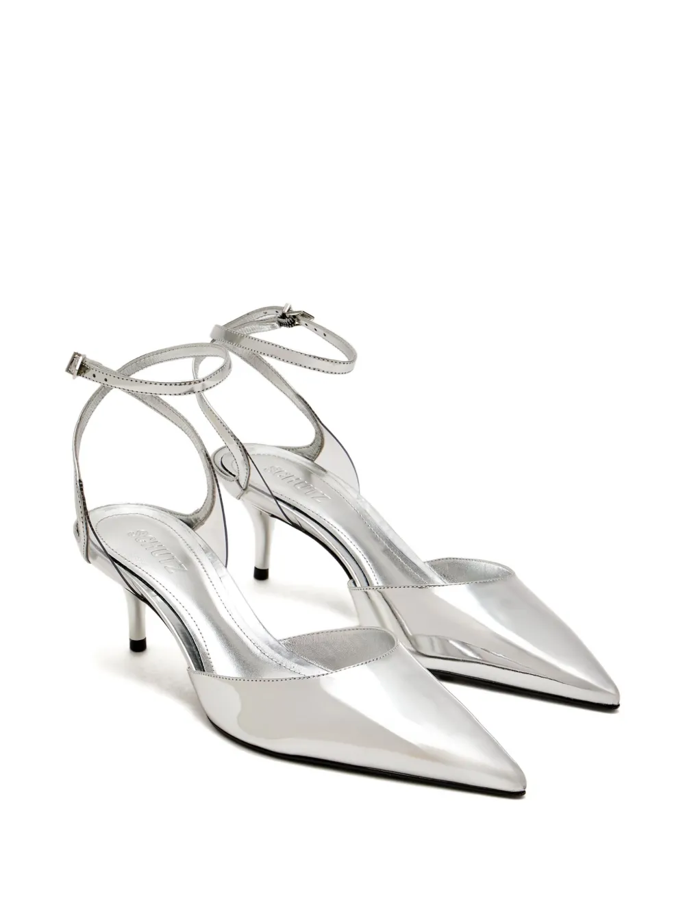 Schutz Elise Metallic Ankle-strap Pumps In White