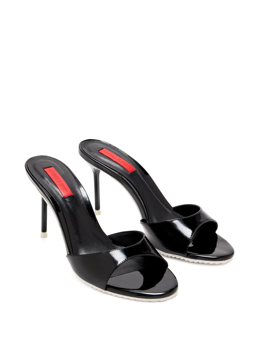 Schutz X Malu 90mm Mino Patent-leather Stiletto Sandals In Black