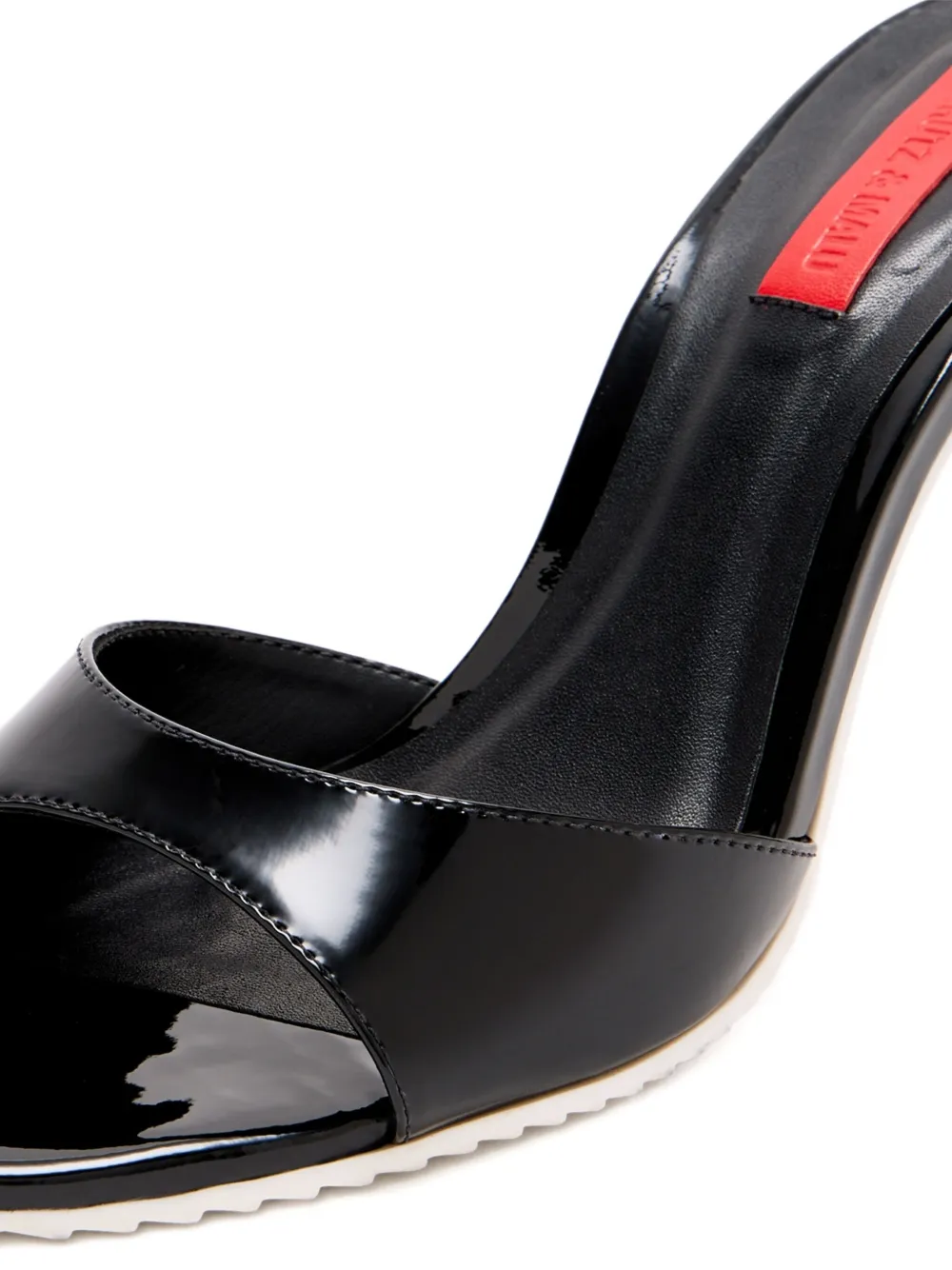 Schutz X Malu 90mm Mino Patent-leather Stiletto Sandals In Black