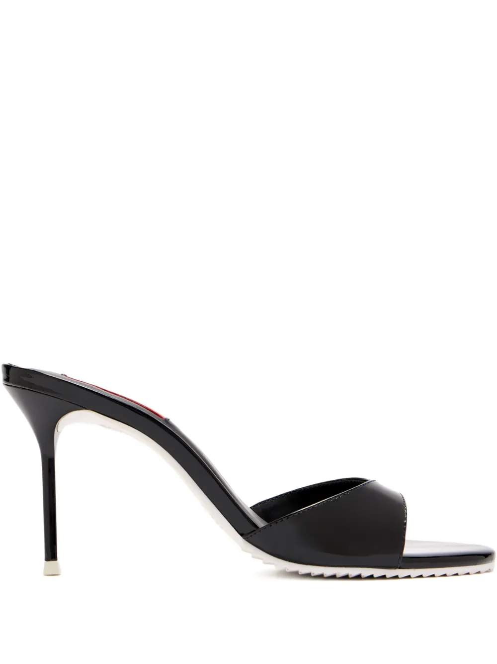 Schutz X Malu 90mm Mino Patent-leather Stiletto Sandals In Black