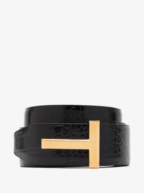 TOM FORD crocodile-embossed T-buckle belt