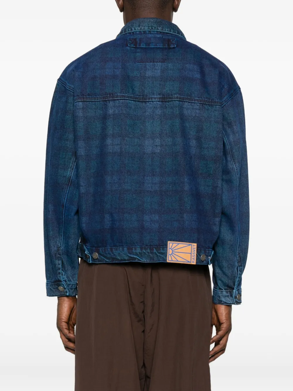 RASSVET Geruit denim jack Blauw