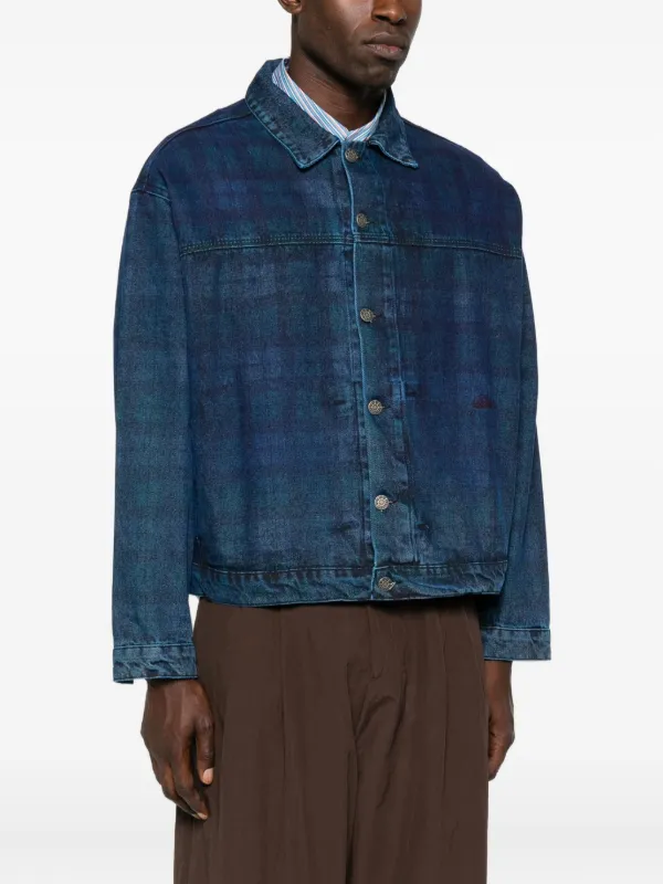RASSVET Plaid Denim Jacket | Blue | FARFETCH